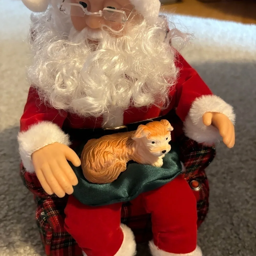 VINTAGE 1995 SANTA PETTING HIS DOG 11